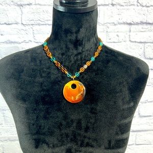 Chico’s Brown Circle Beaded Necklace